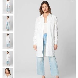 Women’s Blank NYC White Eyelet Long Sleeve Button-up Shacket Knee Length SzSNWOT